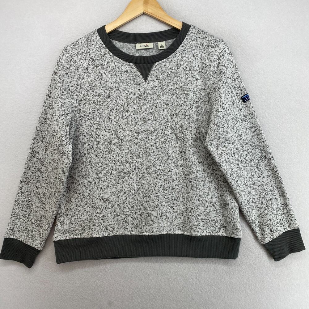 LL BEAN Sweatshirt Womens S Top Sweater Fleece Pullover Jumper Gray